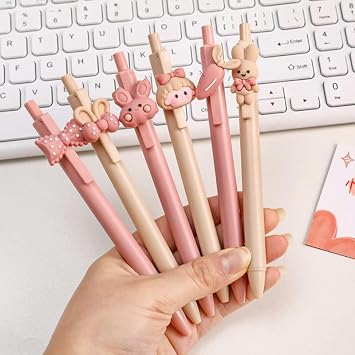 3 Pack Kawaii Cute Cartoon Animal Gel Ink Pen Ballpoint 0.5mm Black Ink Student Pens Rollerball Pens for Student Gift Stationery Office Supplies (Random)