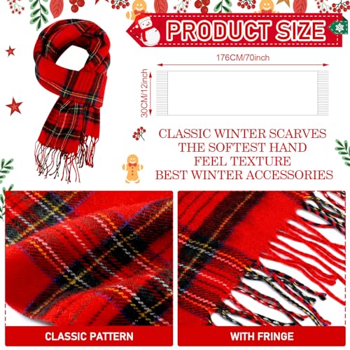 Funtery 12 Pcs Christmas Buffalo Plaid Scarf Women Checked Winter Soft Cashmere Feel Scarf Warm Classic Black Tartan Shawls Wraps for Women Men2