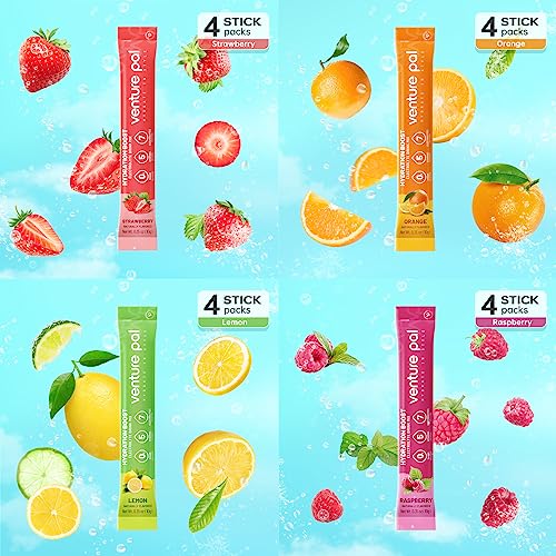 Venture Pal Sugar Free Electrolyte Powder Packets - Drink Mix For Rapid Hydration & Party Recovery | 5 Vitamins & 7 Electrolytes| Keto Friendly | Non-Gmo | Certified Vegan | 16 Sticks #TOP5