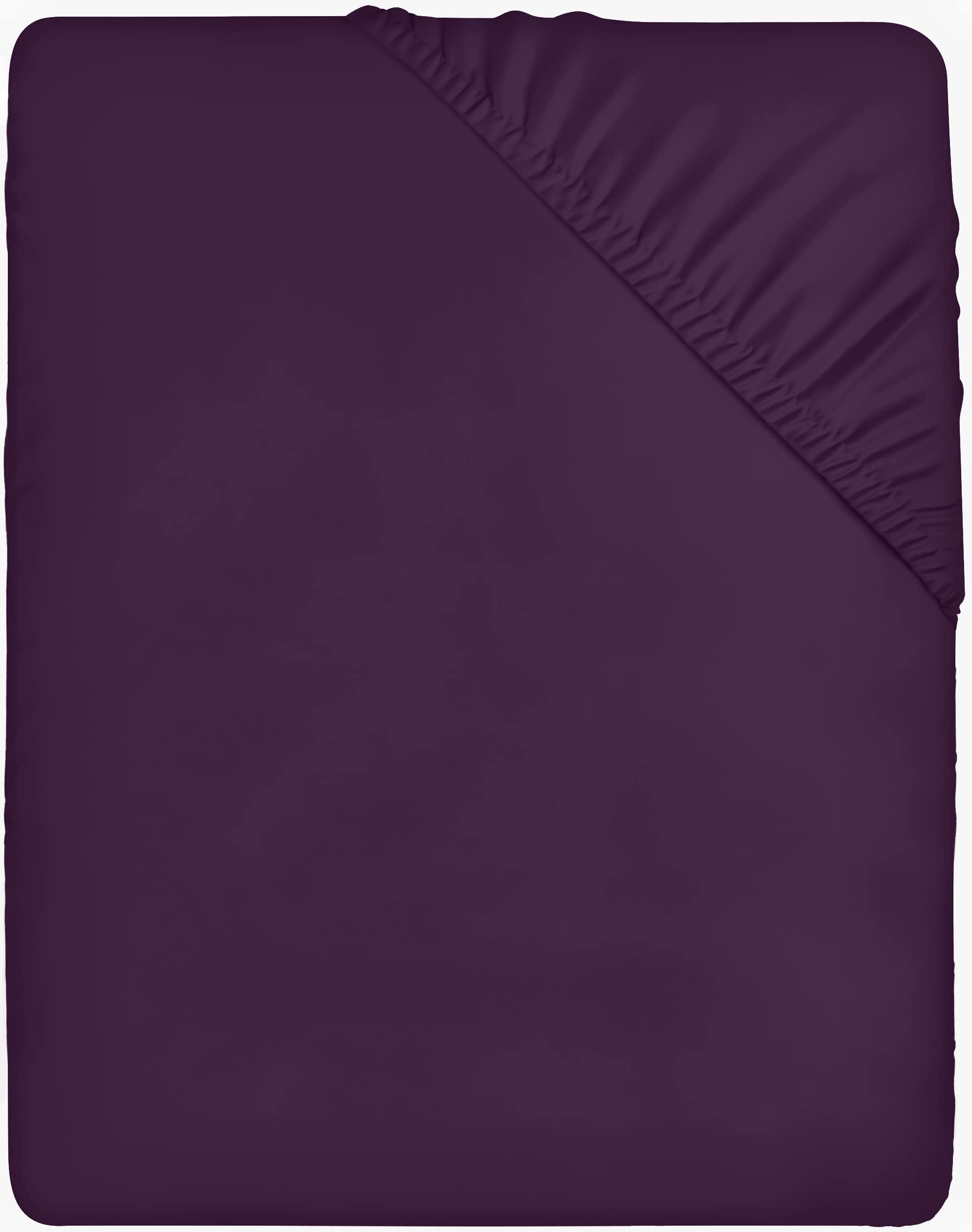 Utopia BeddingFitted Sheet Double, Purple - Deep Pocket 14 inch (35 cm) - Easy Care - Soft Brushed Microfibre Fabric - Shrinkage and Fade Resistant - Bottom Sheet