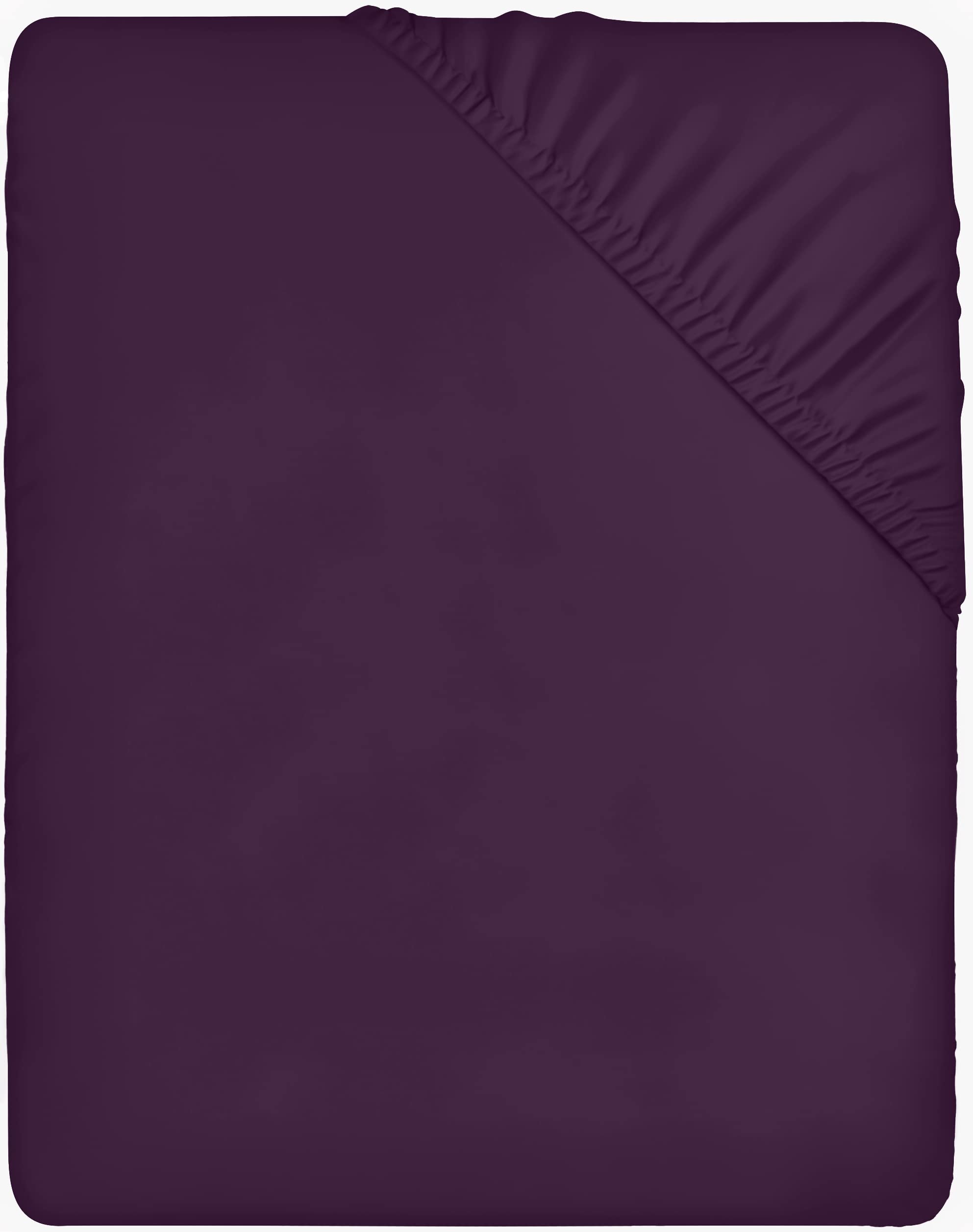 Utopia BeddingFitted Sheet Double, Purple - Deep Pocket 14 inch (35 cm) - Easy Care - Soft Brushed Microfibre Fabric - Shrinkage and Fade Resistant - Bottom Sheet
