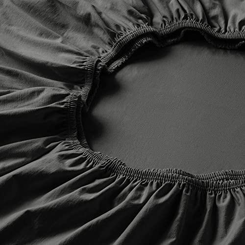 ESTELLA Spannbetttuch Feinjersey | Schiefer | 150x200 cm | bügelfreie & trocknerfeste Qualität | Rundumgummi | 100% Baumwolle