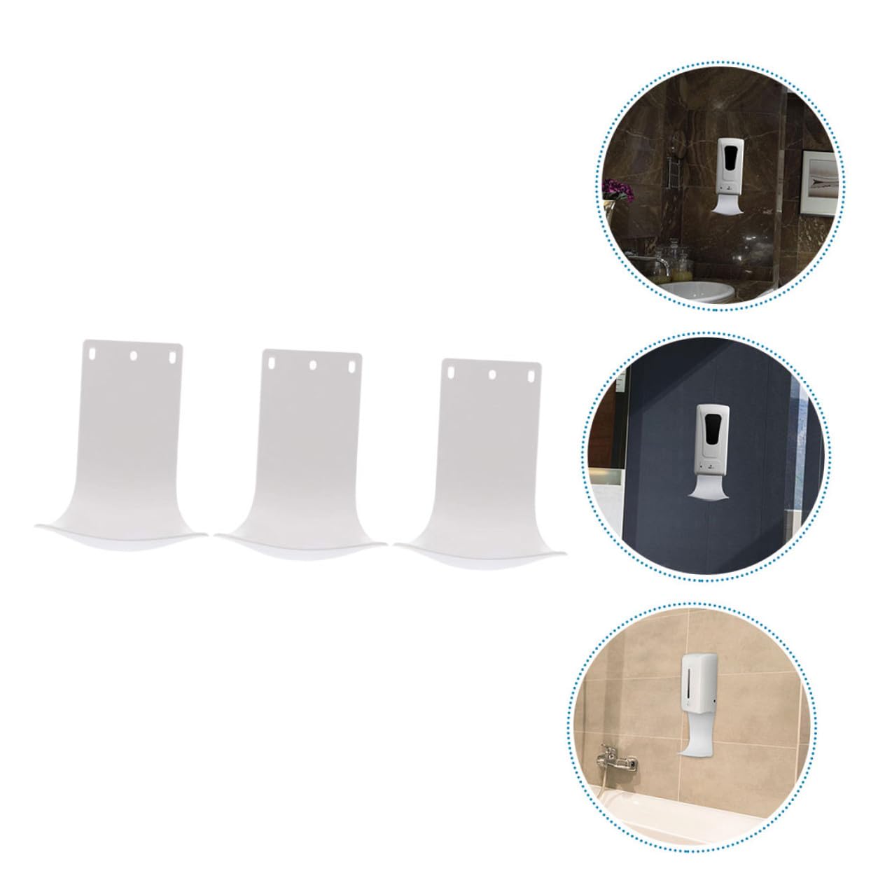 GANAZONO 3 Pezzi Vassoio Porta Dispenser di Sapone in Abs Bianco, Supporto Robusto e Sicuro per Dispenser di Sapone, Adatto per Hotel e Ristoranti