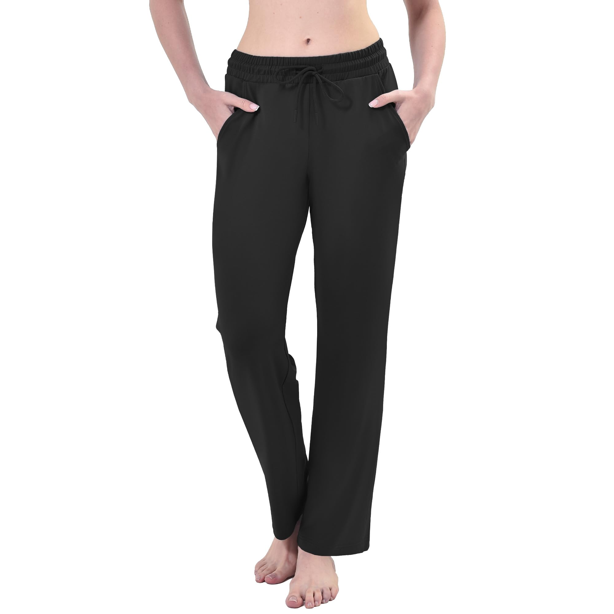 Ipletix Jogginghose Damen Sporthose Trainingshose mit Taschen | Hohe Taille，Kordelzug，Weites Bein，Lang Freizeithose