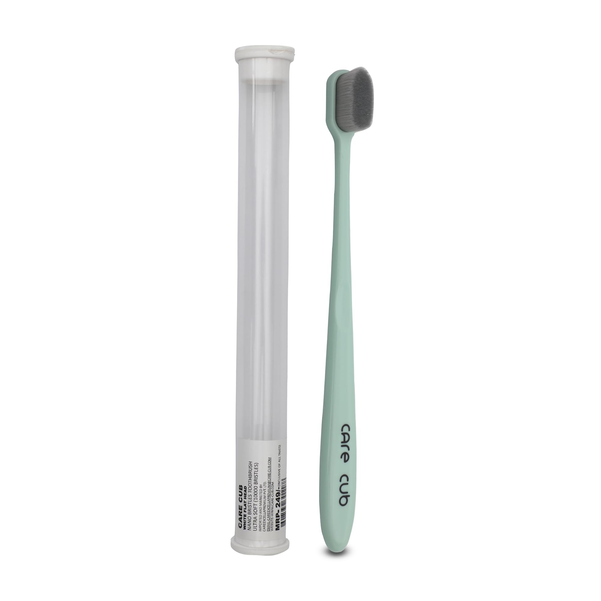 CARE CUB Carecub Green Flat Head Ultra Soft-Bristles Micro Nano 10,000 Bristle Good Cleaning Effect For Sensitive Teeth Oral Gum,Manual Toothbrush For Adults