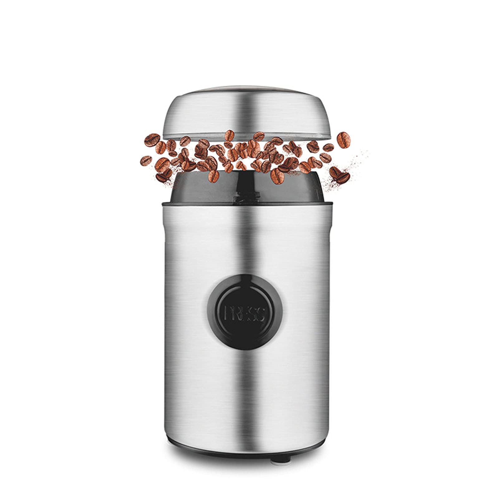 Molinillo Eléctrico De Café Y Especias, Acero Inoxidable 304, Capacidad 75 G, Operación Con Un Solo Botón, Portátil, Molinillo, Utilizado Para Granos De Café, Especias, Nueces, Granos (Silver gray)