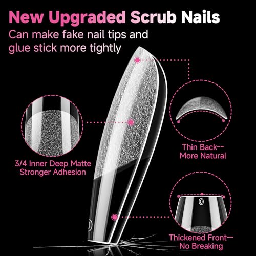 Image of UNA GELLA Short Coffin Gel Nails Tips 12 Sizes 120Pcs Pre-etched Full Cover | Half Matte Soft Gel Nail Tips Acrylic Clear False Nails for Nail Extensions DIY Salon Long Lasting