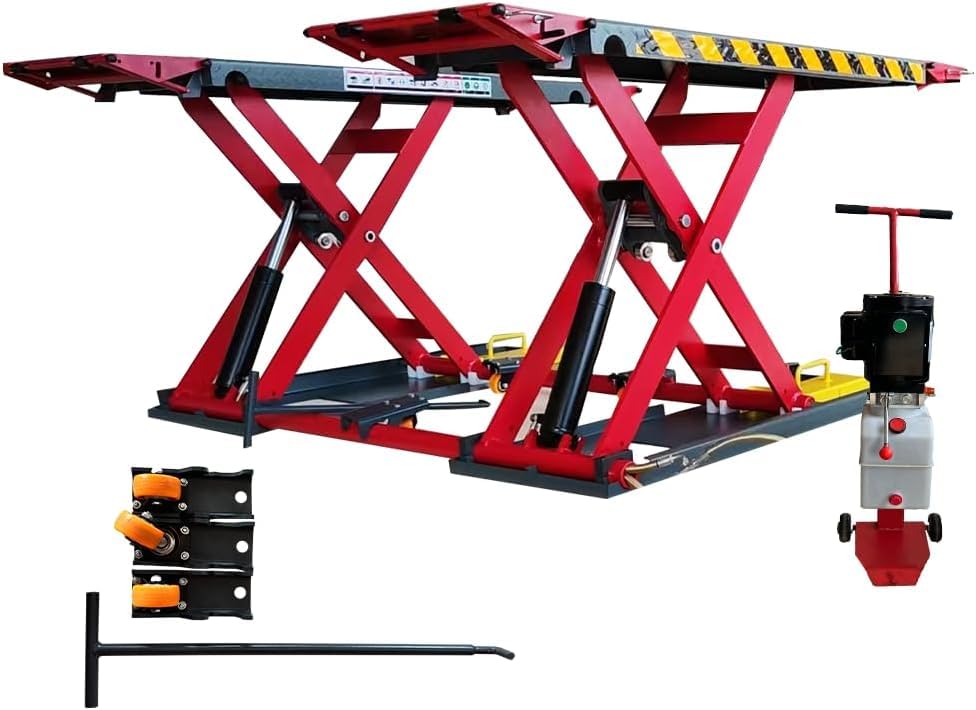 KT-X77 Portable Mid Rise Scissor Lift 7000Lbs Capacity 39.37 Max Height 110V/60Hz/1PH Adjustable Heavy Duty Quick Jack Manual Release
