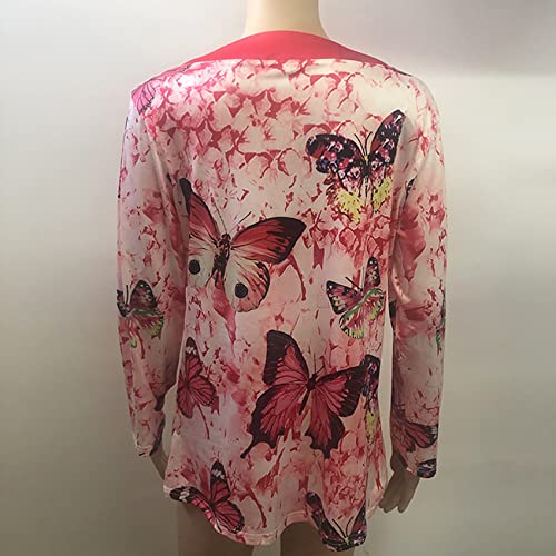BDCUYAHSKL Herfst en Winter Casual Mode Dames V-hals Vlinderprint Lange Mouwen Pullover Slank T-shirt Dunne Top Vrouwen - Image 5