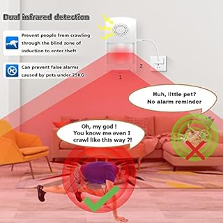 WiFi Motion Sensor Alarm: Smart PIR Motion Detector Alert with 110dB Siren & App Alerts, Tuya App for Remote Arm/Disarm, 4 Alarm Modes Home Security System Compatible with Alexa/Google Assistant