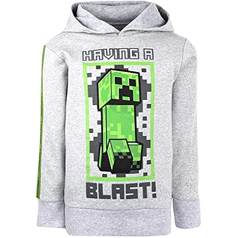 Minecraft Boys Grey Hoodie with Creeper Design Cover