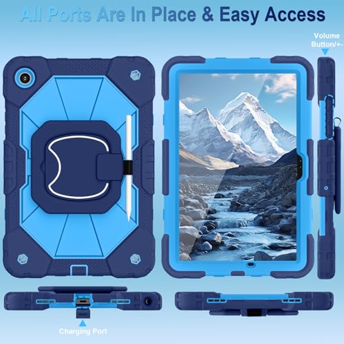 Image of WESOROL Case for Galaxy Tab A11 Plus /A9 Plus 11 Inch,Shockproof Cover for Samsung Tablet A11+ /A9+ Case with Screen Protector 360 Rotating Stand Pencil Holder Shoulder Strap,Navy Blue