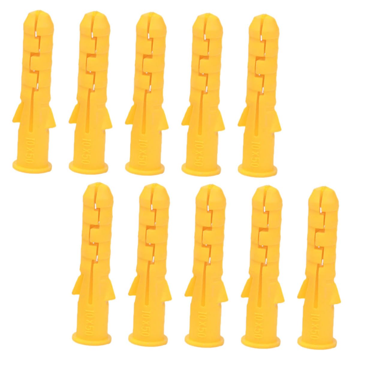 TIDTALEO 200Pcs Yellow Ribbed Plastic Anchor Expansion Tube Kit for Drywall Wall Plugs Suitable for Various Materials for Cabinet and Frame Installation