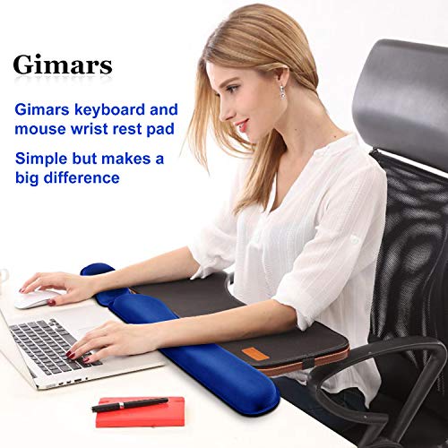 Image of Gimars Superfine Fiber Widen Memory Foam Set Nonslip Mouse Pad Wrist Support & Keyboard Wrist Rest Support for Office, Computer, Laptop & Mac & Comfortable & Lightweight for Easy Typing & Pain Relief