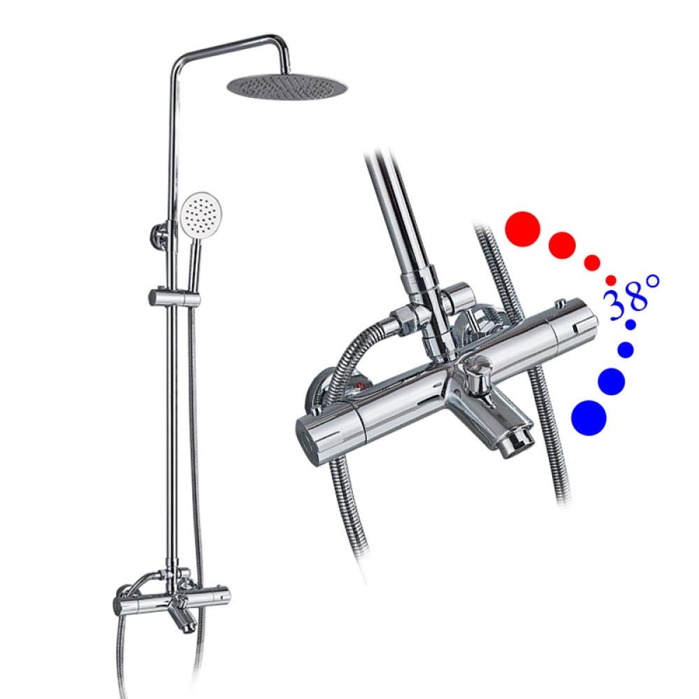Mitigeur thermostatique chrome orientable à 360 avec douche de tête pluie continue - 6