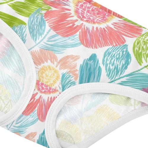 Girls Underwear Toddler 2t Cotton Panties Little Girl Animals Briefs Undies Kids Colorful Flowers Sketched Loose4