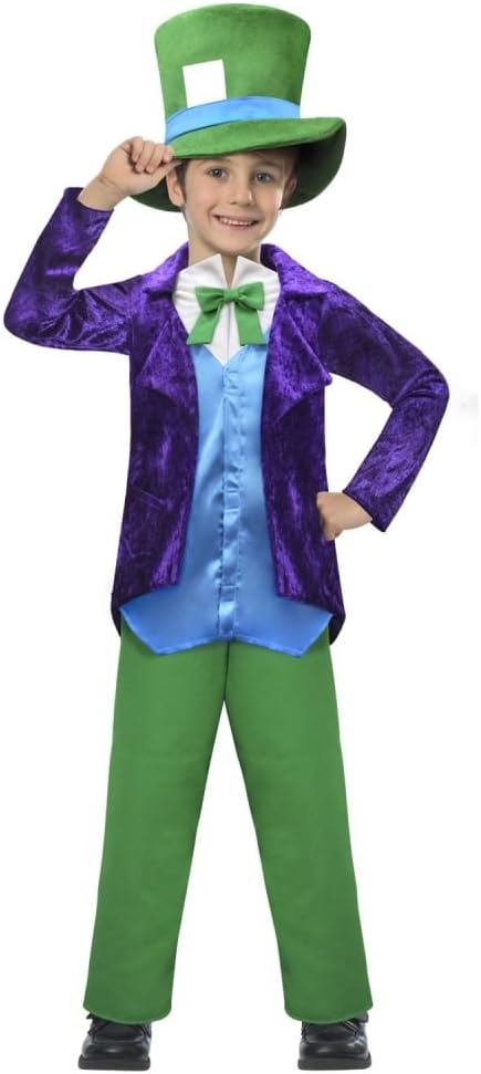 amscan (PKT) (9902143) Child Boys NEW Top Hatter Costume (9-10yr)