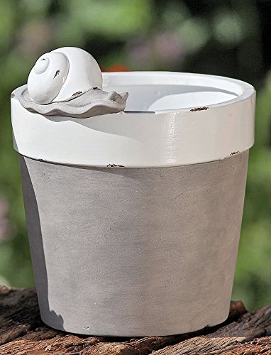 Preisvergleich Produktbild Boltze Pflanztopf Topf Kübel Schnecke grau / Weiss Terracotta H18cm (Schnecke Oben)