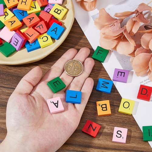 DICOSMETIC 200 piezas de letras de madera coloridas miniatura 3