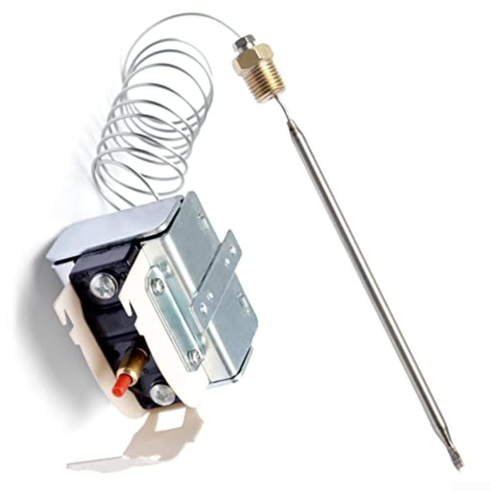 QOXEZY PP10084 Termostato de límite de alta temperatura, seguridad con límite de 232.2 °C 230 °C, para freidoras Pitco, interfaz MPT roscada, para E500D, plateado (4)