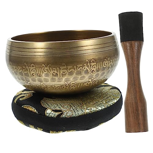ERINGOGO Meditation Singing Bowl Set Yellow Sound Bowl for Yoga Meditation Chanting Lightweight Portable for Relaxation and Spiritual