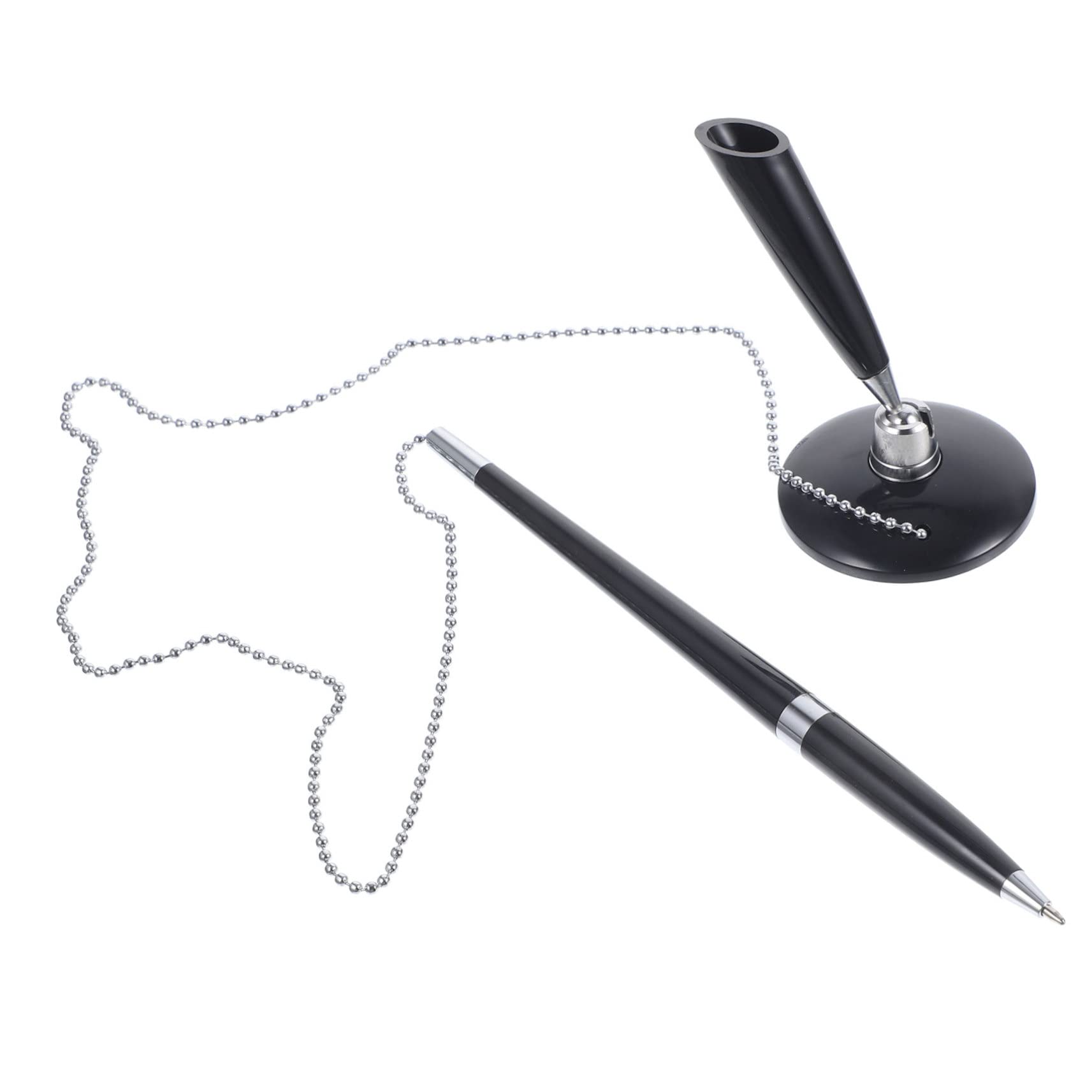 Lurrose 3 Pièces Stylo De Comptoir Avec Chaîne - Stylo Signature Rotatif Pour Bureau Hôtel Banque