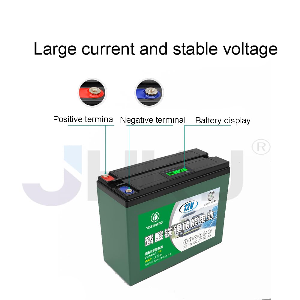 Batería Recargable de fosfato de Hierro y Litio LiFePO4 de 12 V y 30 Ah para autocaravanas, Camping y Pesca de Arrastre.