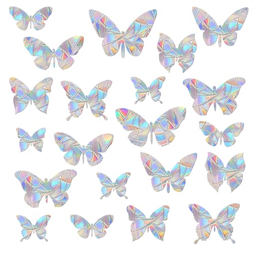 Tiz Tlloz 57 Pieces Window Clings for Birds - Anti-Collision Window Decals - Prismatic Non Adhesive Vinyl Rainbow Glass Stickers to Save Birds from Glass Strikes, JD-HUDIE-57