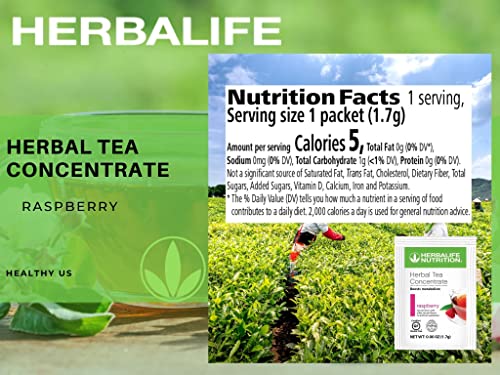 Herbalife Teapack Herbal Tea Concentrate: Raspberry Flavor 35 Packets (1.7G), On The Go, Natural Flavor, No Artificial Sweeteners, Gluten-Free #TOP2
