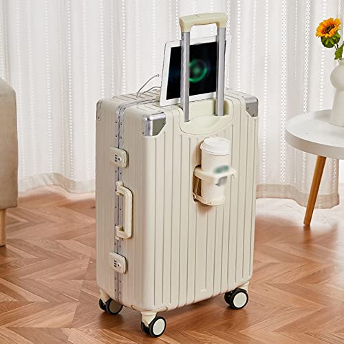 Expandable Rolling Upright Suitcase, Multi-Level Adjustable 360° Shock-Absorbing Silent Caster, with USB Interface and Cup Holder (Pink 20 inches)2