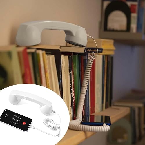 Miniatura 2 de Teléfono retro para iPhone y Android, nuevo receptor de teléfono celular con micrófono y altavoz, teléfono retro con cable para teléfonos móviles,
