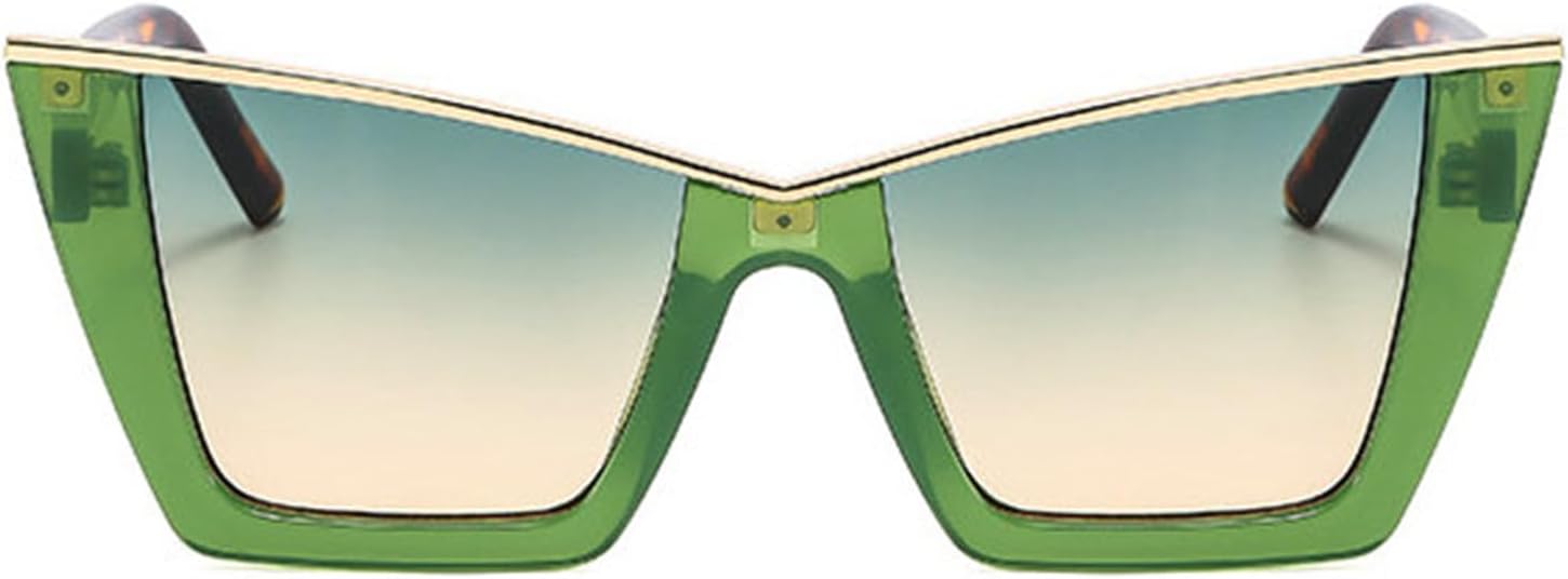 willochra Vintage Oversized Square Rivet Sunglasses For Women Fashion Gradient Cat Eye Sun Glasses Female Shades Uv400