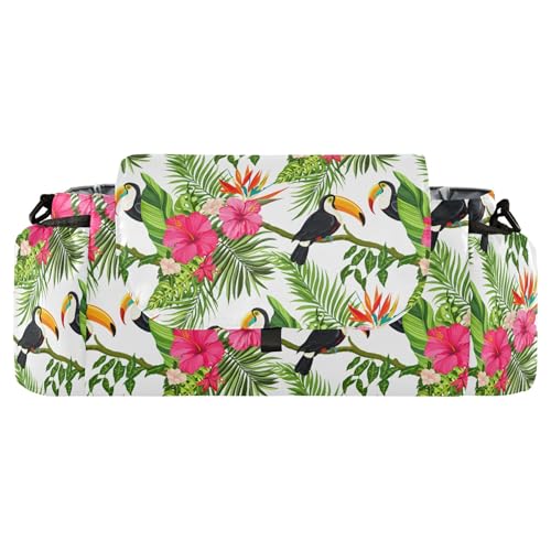Burbuja Toucans Hibiscus Stroller Organizer with Insulated Cup Holders, Non-Slip Stroller Caddy Universal Fits Most Strollers, Nursery Accessories