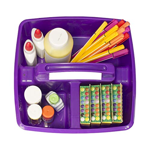 Storex 3-Compartment Small Caddy – Multipurpose Classroom Organizer with Handle, Purple, 5-Pack (00944U06C) - Thumbnail 7