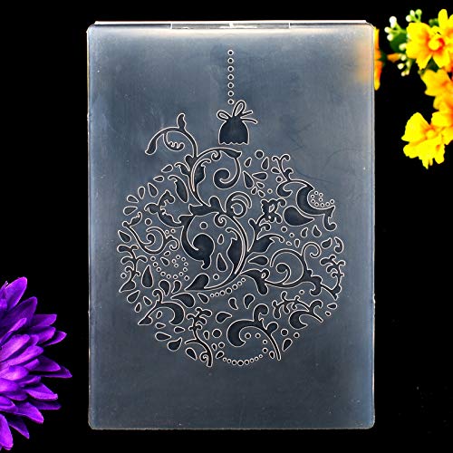 DDOUJOY Merry Christmas Leaves Ball Decorations Background Plastic Embossing Folders for Card Making Scrapbooking and Other Paper Crafts 2101013