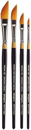 KINGART B-026 Premium - Juego de pinceles para artista, diseño de rayas de daga, oro original, serie 9800, sintético Golden TaklonHair para