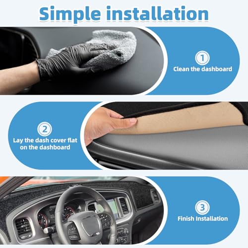 Image of Dash Cover Mat for Dodge Charger 2011-2023 Non-Slip Dashboard Cover Mat Sunshade UV Rays Protector Interior Accessories