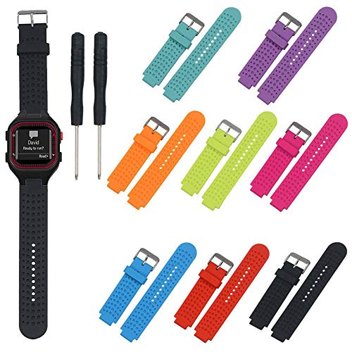 toyofmine Silicone Replacement Watch Band Strap for Garmin Forerunner 25 Smart Watch (Black)