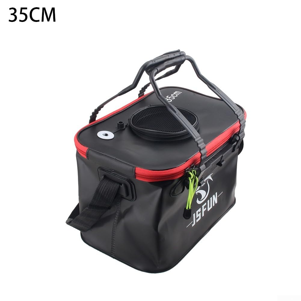 Wiadro wędkarskie składane wiadro wędkarskie wielofunkcyjna torba wędkarska EVA do ochrony ryb na zewnątrz, pojemnik na wiadro, czarne (35 cm)