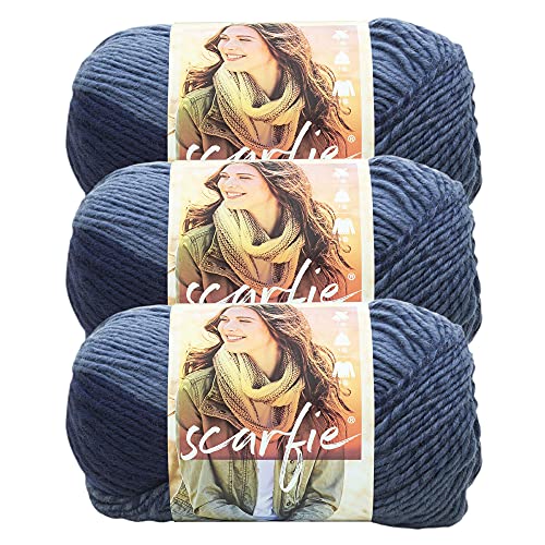 Image of (3 Pack) Lion Brand Yarn Scarfie Bulky Yarn, Denim /Navy