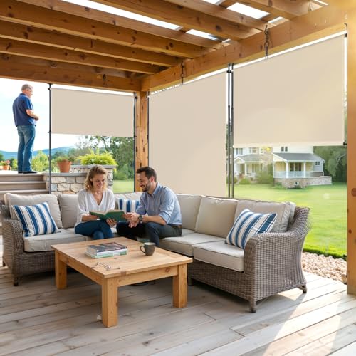 Protection contre le vent et brise-vue balcon avec store vertical de 150x305cm