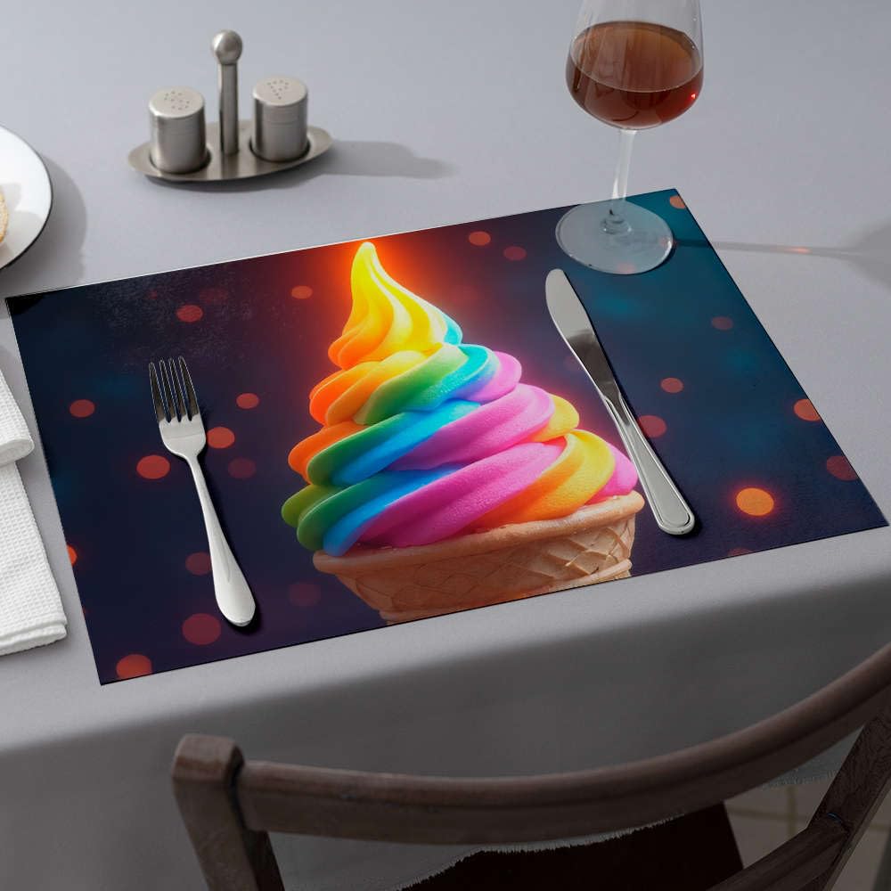 Sets de table lavables au motif crème glacée colorée lot de 6 napperons imperméables durables