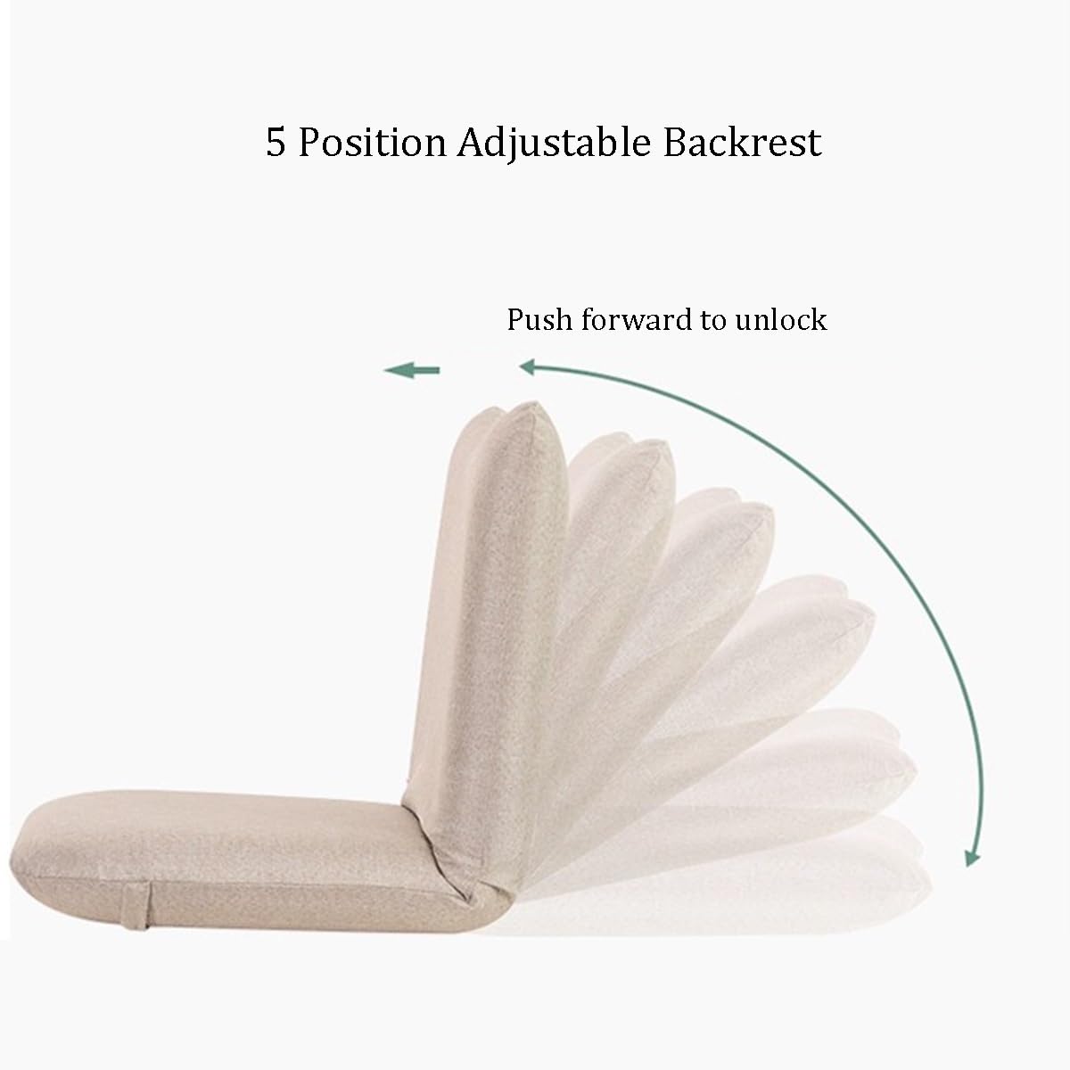 Sedia da pavimento pieghevole regolabile con supporto per la schiena, 5 posizioni, ergonomica, per leggere, meditazione e relax a casa, comoda seduta marrone