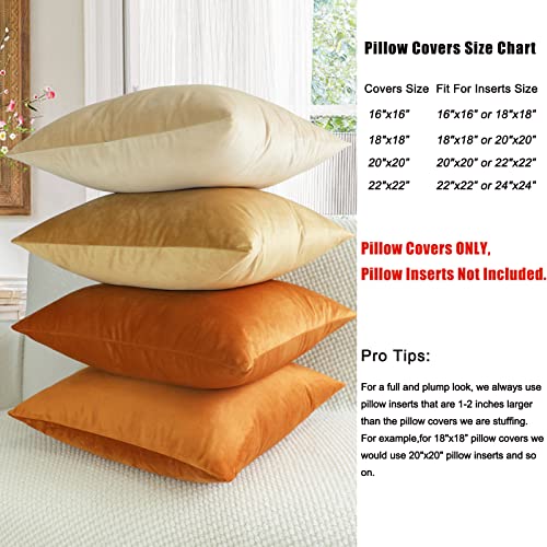 Mekajus Orange Throw Pillow Covers 18X18 Set Of 4 Velvet Soft Square Pillow Cover Couch Pillow Covers Case Pillowcase For Patio Sofa Bed Bedding Living Room (Orange) #TOP4