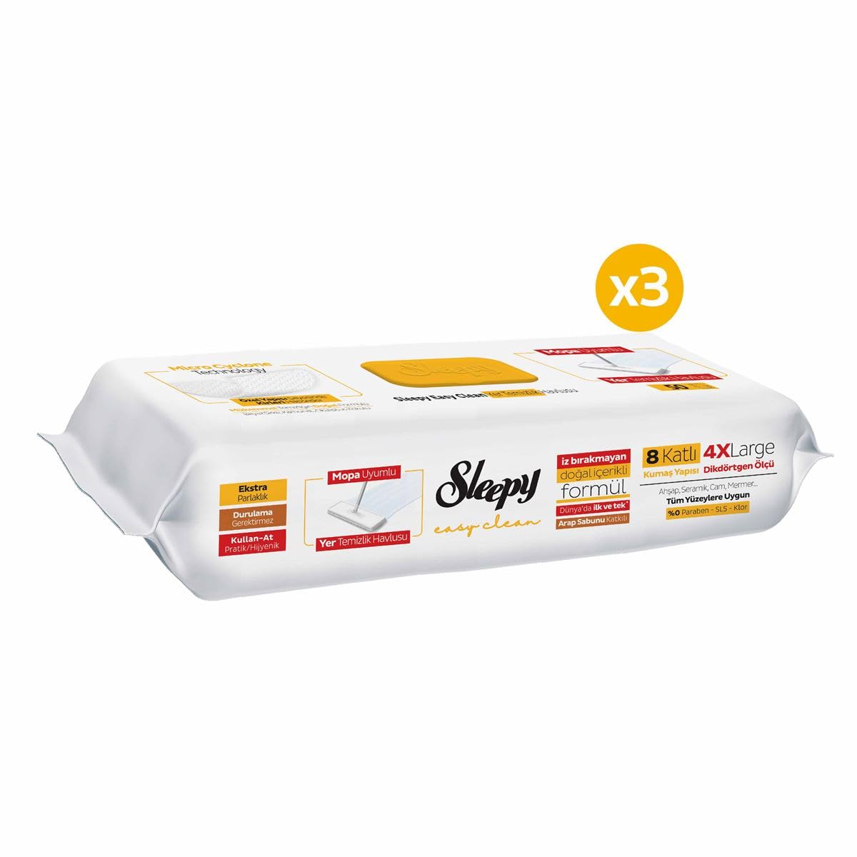 Sleepy Easy Clean Arabic Soap Additive Mopa Compatible Boden-Reinigungstuch 3x50 (150 Blatt)