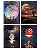 5d Diamond Painting Kits for Adults Paint by Diamonds Full Drill Diamond Art for Home Wall Decor(Moon4pack, 30x40cm)