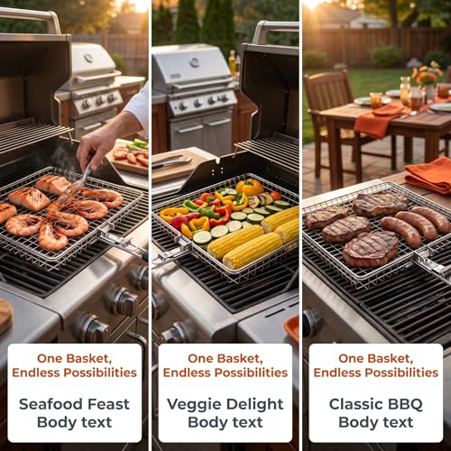 eupdd Grillkorb Edelstahl 1 Stück: 31×24×4cm Grillkorb Fischbräter Fisch, Mit Abnehmbarem Griff Für Fisch Gemüse Garnelen Steak, Tragbar Für Camping BBQ Garten