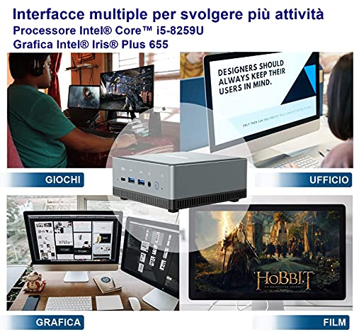 Mini-PC-Intel-Core-i5-8259U-16GB-RAM-512GB-PCIe-SSD-Graficos-Intel-Iris-Plus-655-Windows-10-Pro-Intel-WIFI6-AX200-BT-51-HDMIDPUSB-C-2X-RJ45-4X-USB-30-Factor-de-Forma-Pequena