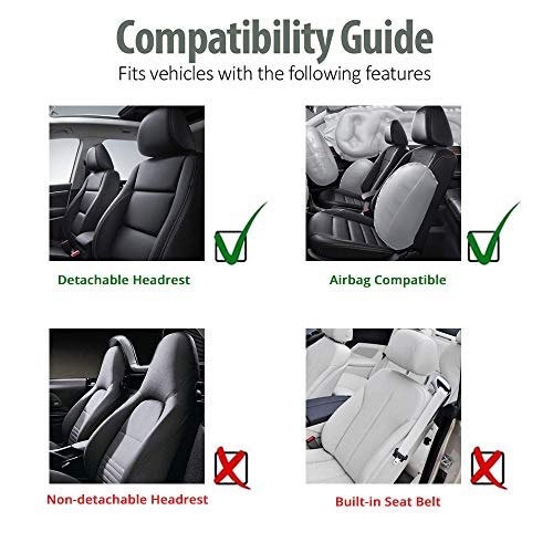 TOYOUN Universal Sitzbezüge Auto Vordersitze Autositzbezüge Schonbezüge Vorne Vordersitzbezüge Seitenairbag geeignet, 2er Jacquard-Fabirk Autoschonbezüge, Grau