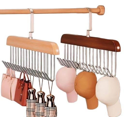 KENYS 1 pcs Wooden Hanger for Clothes Hanging Rack, Multi Hook Wardrobe Accessories Lingerie, Belts, Scarfs Top, Bras and Ties Organizer Space Saving Storage Hanger for Wardrobe and Cupboard.-image-13